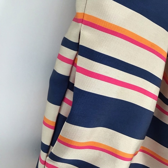 Trina Turk Nicci Stripe Twill Fit & Flare Dress Blue Pink  Career Size 6 - Picture 4 of 9